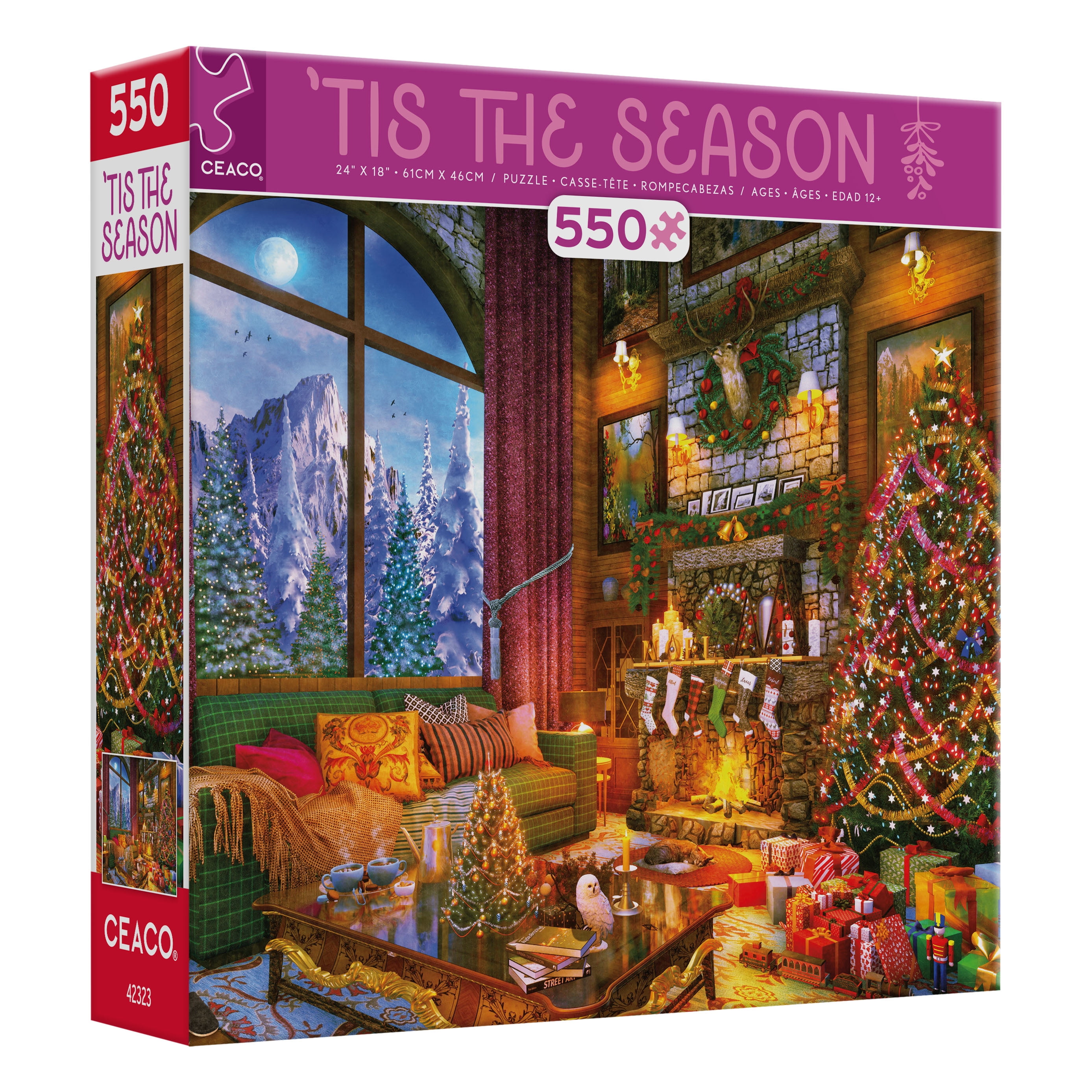 Ceaco - Tis The Season - Christmas Mountain Lodge - 550 Piece Interlocking Jigsaw Puzzle