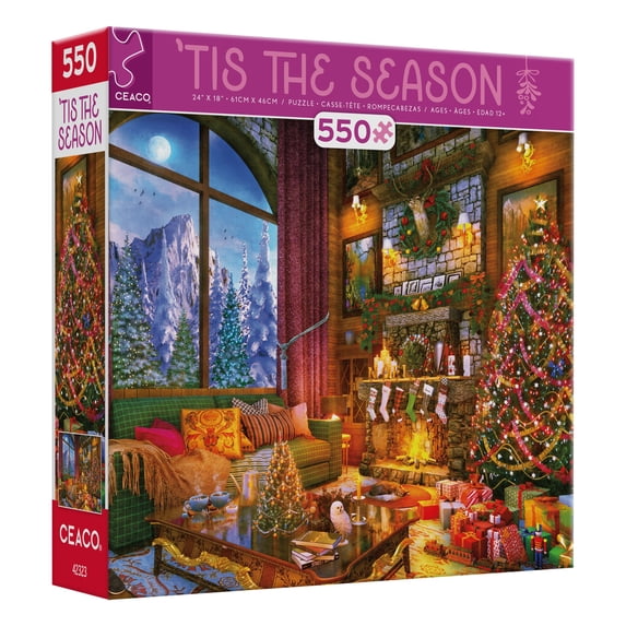 Ceaco - Tis The Season - Christmas Mountain Lodge - 550 Piece Interlocking Jigsaw Puzzle