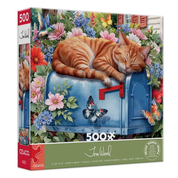Ceaco Tom Wood Cat Nap 500-Piece Interlocking Jigsaw Puzzle for
