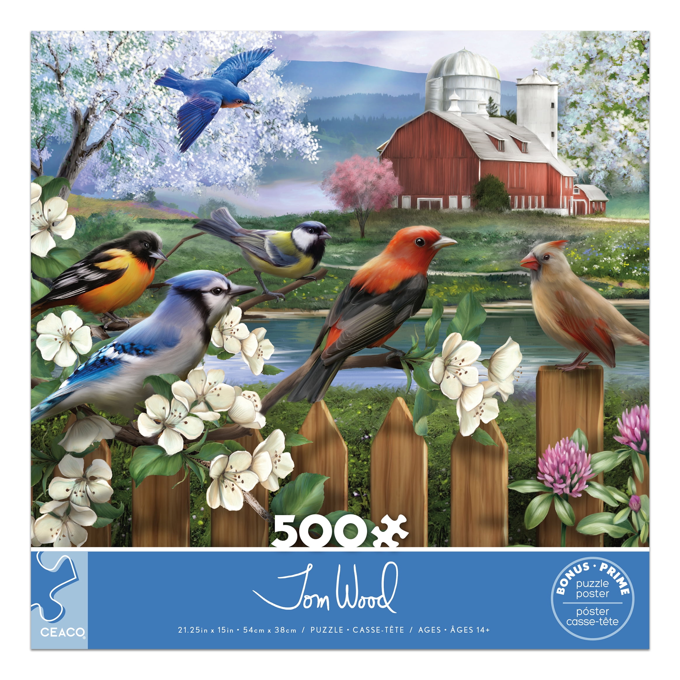 Ceaco Tom Wood Spring at the Farm 500-Piece Interlocking Jigsaw Puzzle for Adults Ages 14+