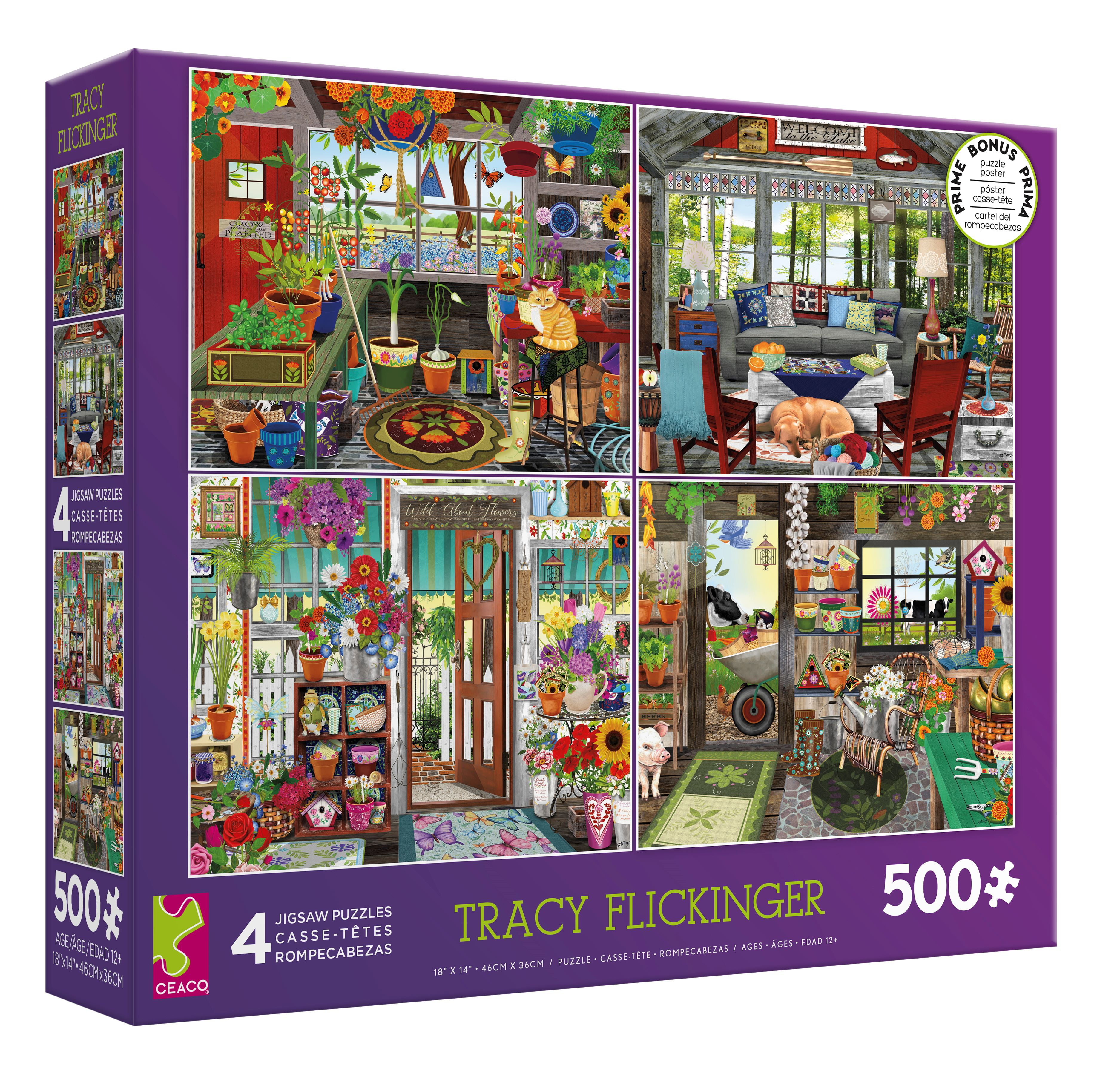 わくわくアイアンごちゃまぜセット Ceaco 4 in 1 Multipack Tracy Flickinger Interlocking 500 PC Puzzle
