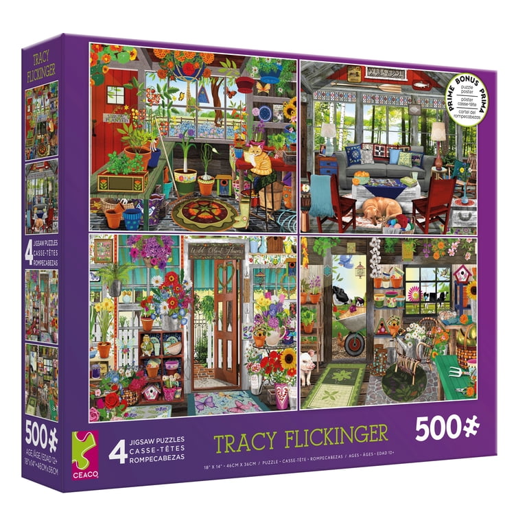 Ceaco 4 in 1 Multipack Tracy Flickinger Interlocking 500 PC Puzzle