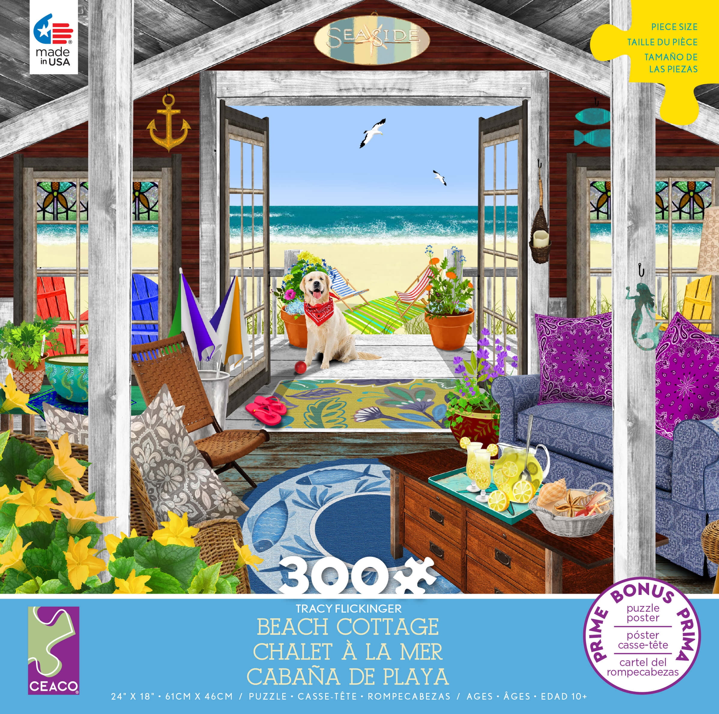 Ceaco - Tracy Flickinger - Beach Cottage - 300 piece jigsaw puzzles