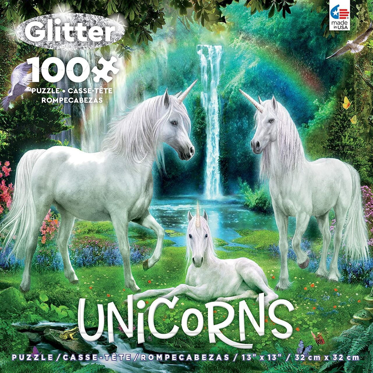 Unicorns Glitter Rainbow Unicorn Family Jigsaw Puzzle - 100 Pieces