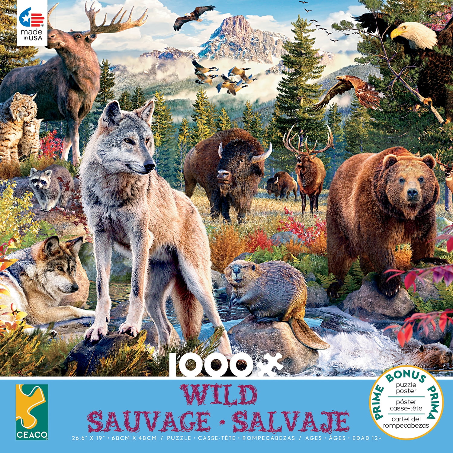 Ceaco Asian Wildlife 1000 Piece Jigsaw Puzzle - 27x20 Inch Wild Animal Puzzle With Bonus Poster