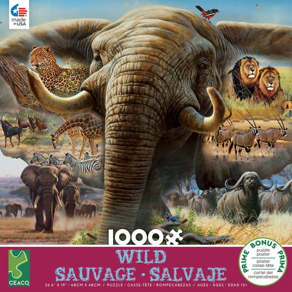 Ceaco - Wild - Elephant Collage - 1000 Piece Jigsaw Puzzle