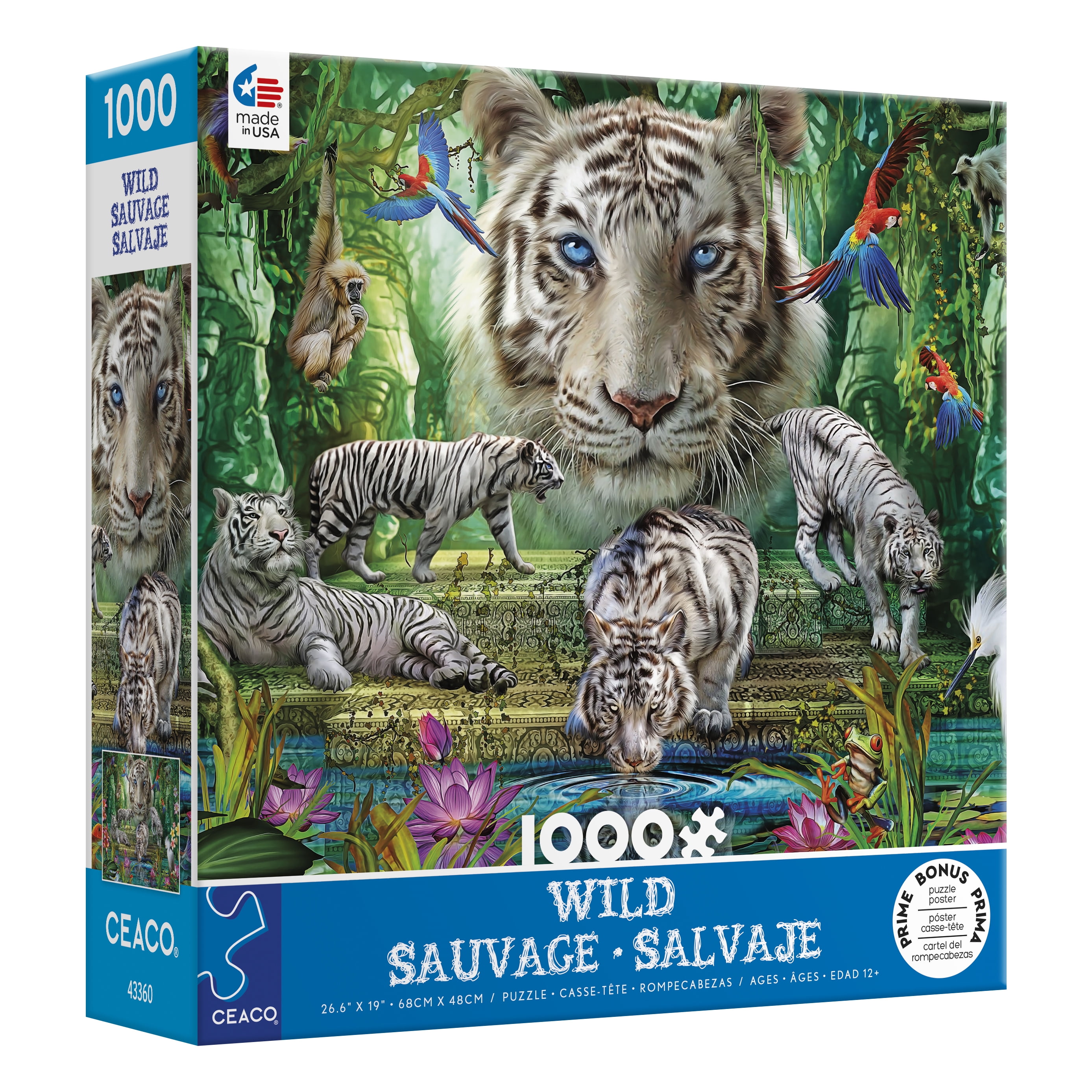 Ceaco - Wild - White Tiger Temple - 1000 Piece Interlocking Jigsaw Puzzle