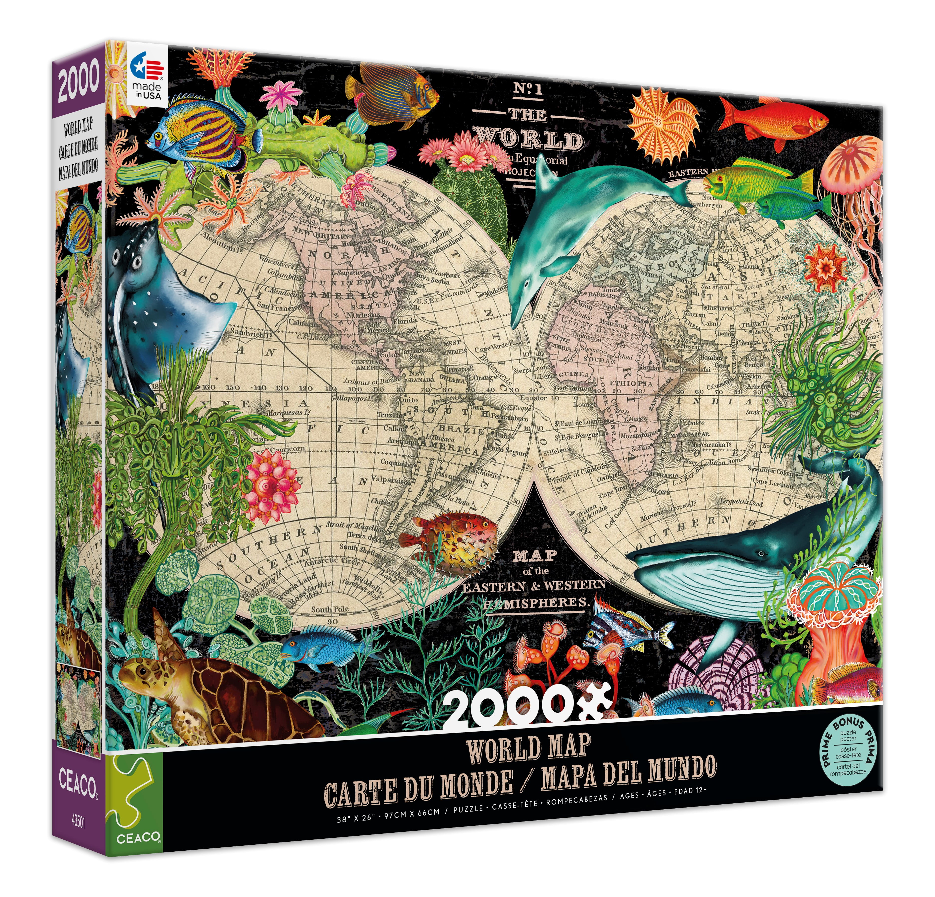 Ceaco - World Map - 2000 Piece Interlocking Jigsaw Puzzle
