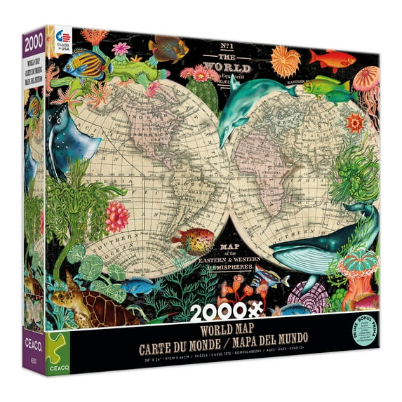 Ceaco - World Map - 2000 Piece Interlocking Jigsaw Puzzle