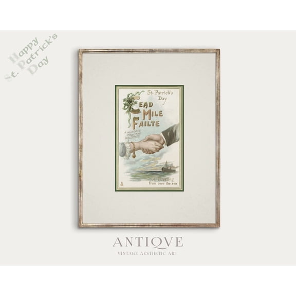 Cead Mile Failte Poster, Vintage Irish Welcome Wall Art