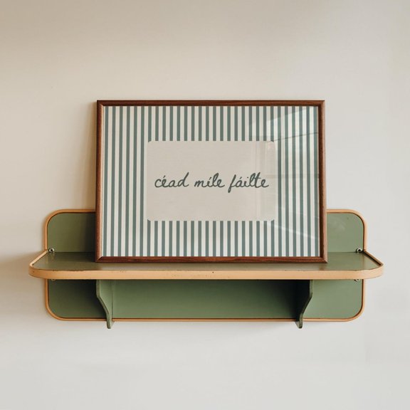 Cead Mile Failte Wall Art Print, Green Stripe Irish Welcome Decor