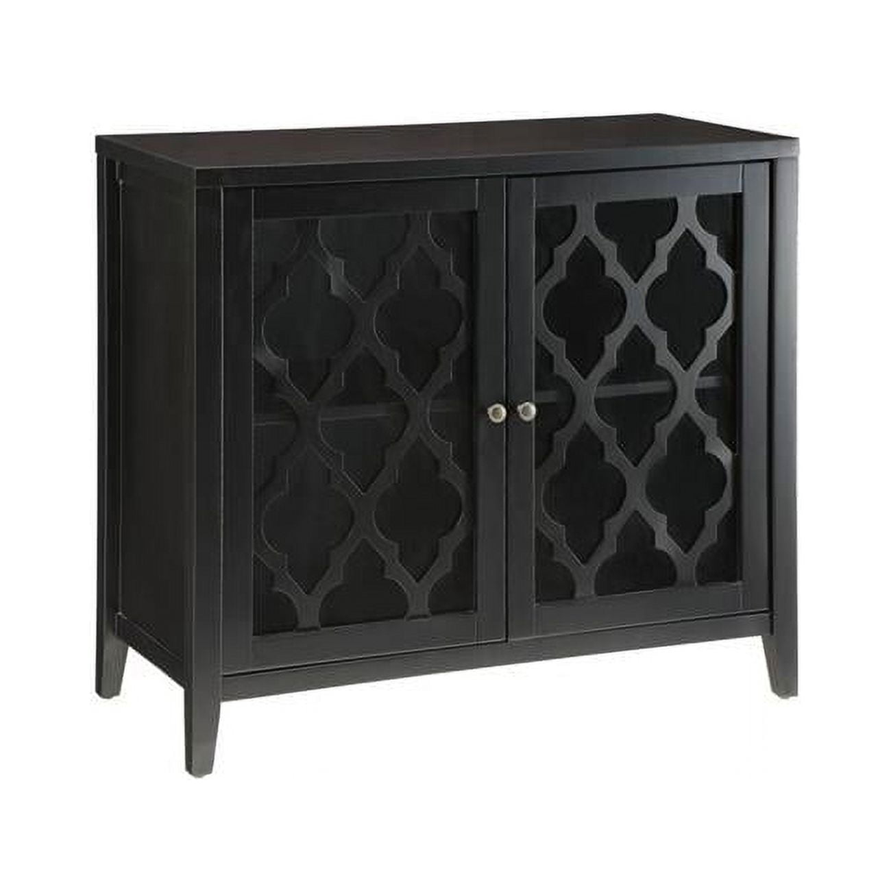 Black Wood and Glass Console Table with Storage