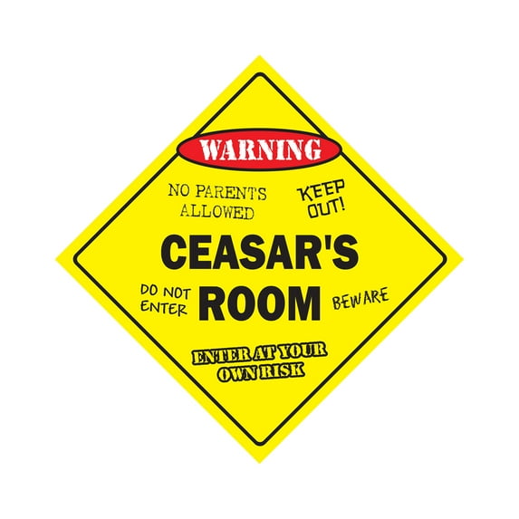 Ceasar's Room Sign Crossing Zone Xing | Indoor/Outdoor | 14" Tall kids bedroom decor door children's name boy girl
