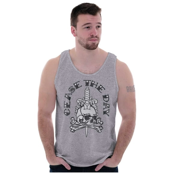 Cease The Day Skull Dagger Tattoo Plus Size Graphic Tank Top Brisco Brands 3X