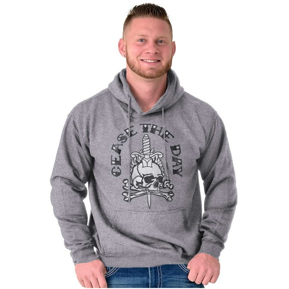 Cease The Day Skull Dagger Tattoo Unisex Plus Fleece Graphic Hoodie Brisco Brands 3X