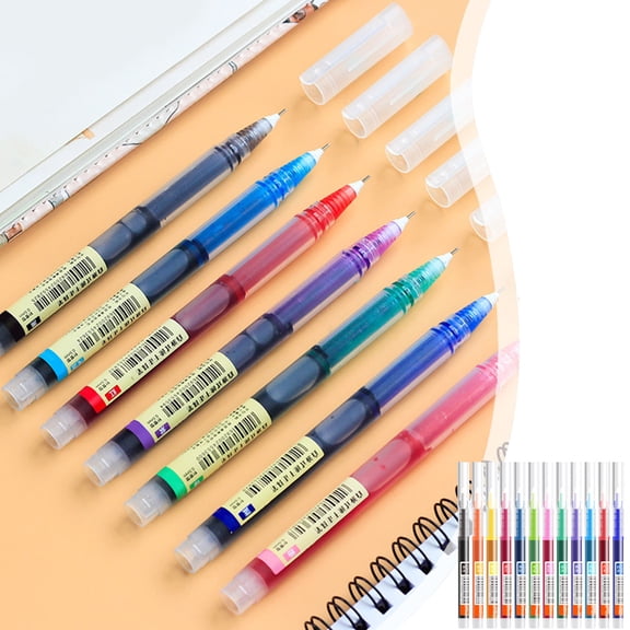 Cebalnir 12 Pieces Rolling Pens 0.5 Mm Japanese Fast Drying Fine Point Pens Liquid Ink Glossy Writing For Office Student Supplies 10ml