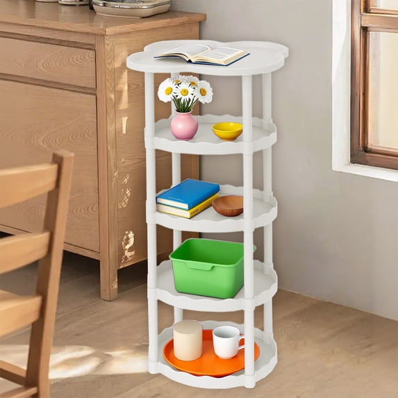 Cebalnir Cream Style Sofa Side Table Living Room Small Coffee Table Floor-to-ceiling Movable Storage Table Four-leaf Cloud Shelf