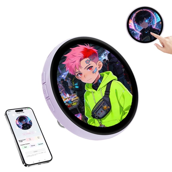 Cebalnir Custom Digital Badge E-Pin 2 Inches IPS Screen Electronic Video Photo Name Botton Magnetic Dynamic Touch Screen Cool ID Card Badges Anime Star Fans Badge