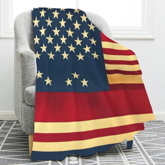 Cebalnir Independence Day Blanket Party Blanket Flannel Bed Blanket USA Flag Day Themed Sofa Throw Blanket Soft Blanket Home Decorations 27.56*39.37 Inches
