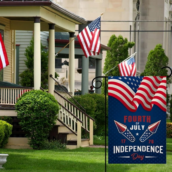Cebalnir Independence Day Garden Flag Linen Garden Flag Border Outdoor Patio Decorative Flags Holiday Celebration Hanging Flag