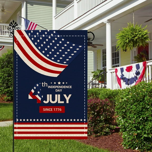 Cebalnir Independence Day Garden Flag Linen Garden Flag Border Outdoor Patio Decorative Flags Holiday Celebration Hanging Flag
