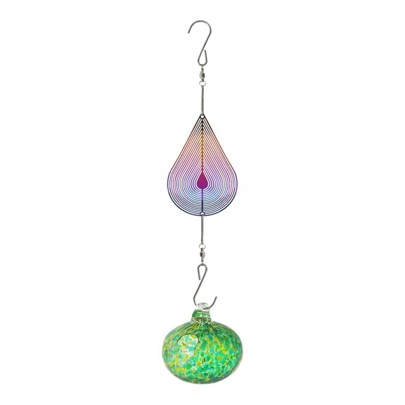 Cebalnir Painted Hummingbird Shaped Feeder Wind Chime Outdoor Pendant Sunlight Refractor, Humming Bird Feeders for Outdoors Hanging Ant and Bee Proof Garden Patio Decor
