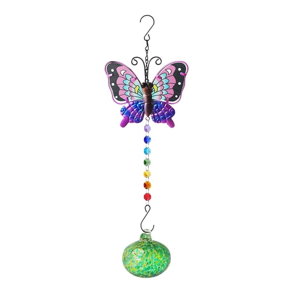 Cebalnir Painted Hummingbird Shaped Feeder Wind Chime Outdoor Pendant Sunlight Refractor, Humming Bird Feeders for Outdoors Hanging Ant and Bee Proof Garden Patio Decor