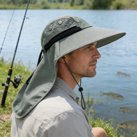 Cebalnir Sun Hat Outdoor Wide Brimmed Sun Protection Hat Windproof Shawl Sun Hat Fisherman Hat Breathable Sun Hat Travel Leisure Hat Spring And Summer Sunscreen Hat