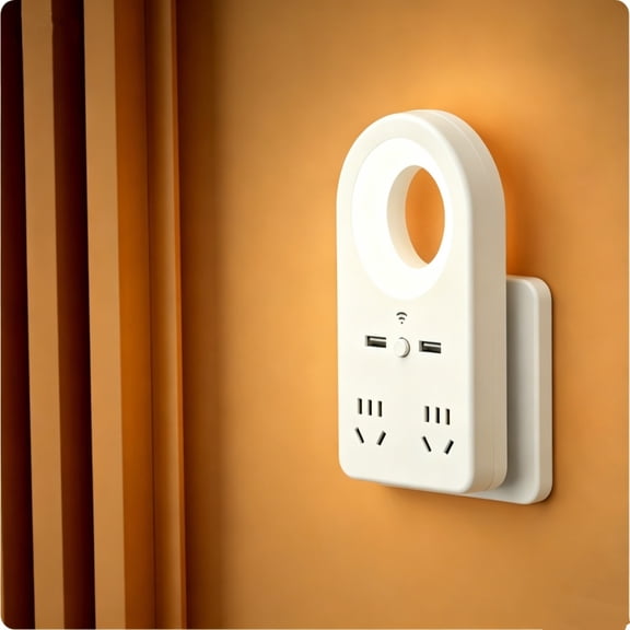 Cebalnir Wall Plug Charging Hub With Adjustable Night Light Multi Port Power Station With USB Ports And Outlets For Bedroom Living Room Dorm Office And Home Daily Use