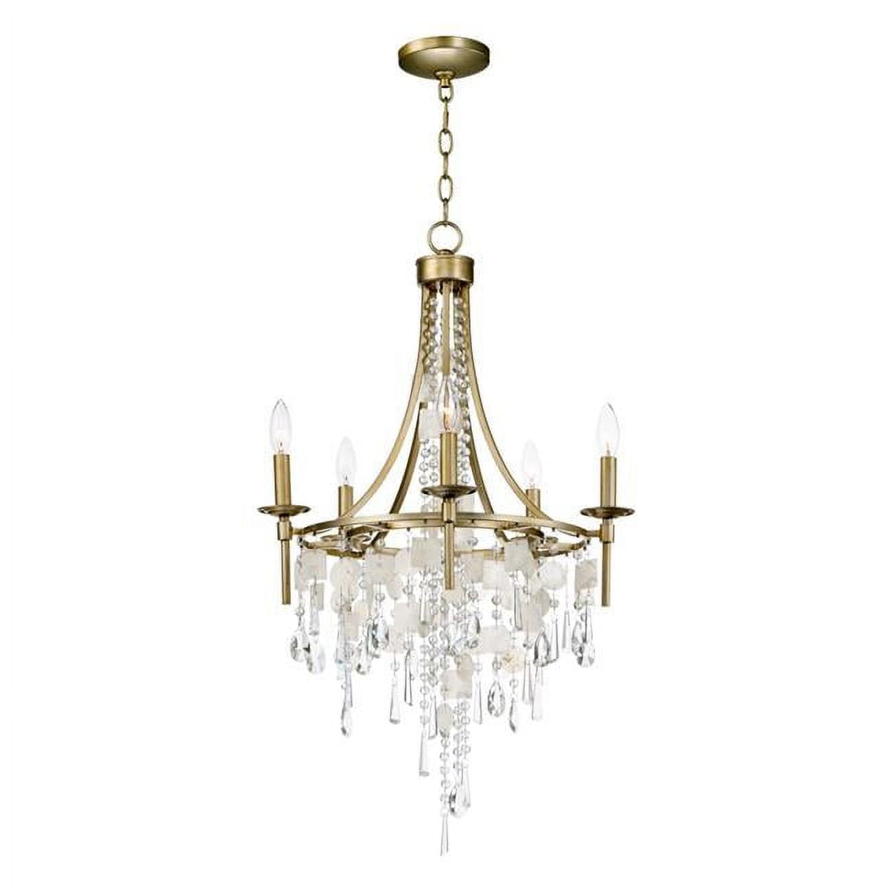 Mini Capiz Shell & Crystal 5-Light Chandelier in Gold Silver