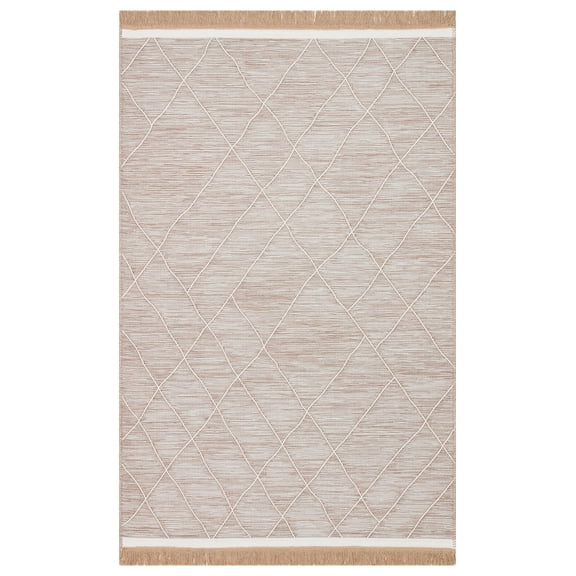 Cebu Beige Modern Cotton Area Rugs for Living Room Jacquard Textured Modern Rugs Soft Geometric Rug for Bedroom Mid Century Washable Rug Non-Slip Bohemian Carpet Perfect for Dining Room Office Beige