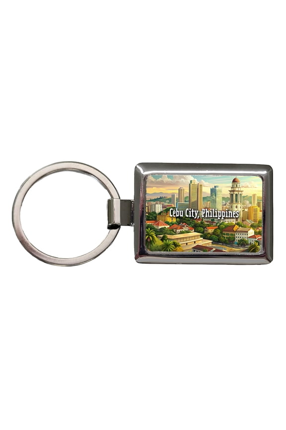 Cebu City, Philippines Travel City Country Stamp Metal Rectangle Keychain