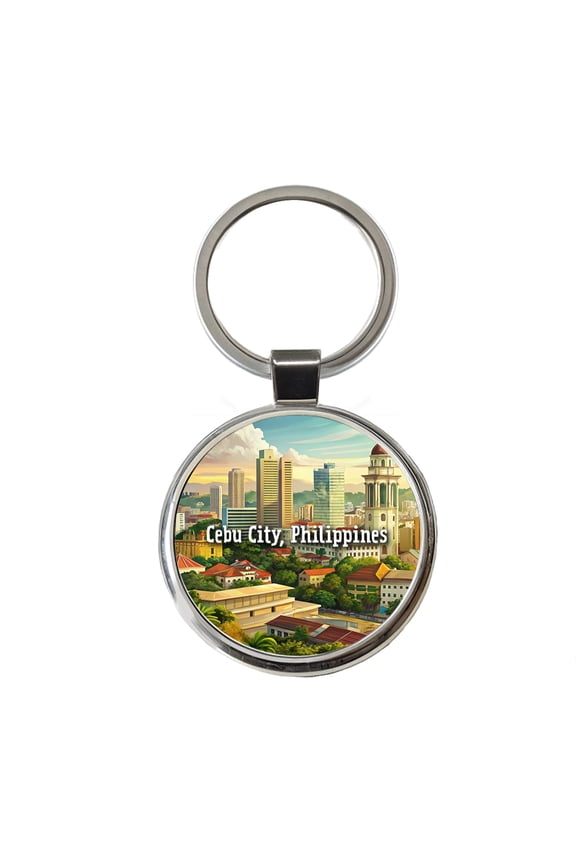 Cebu City, Philippines Travel City Country Stamp Metal Round Keychain