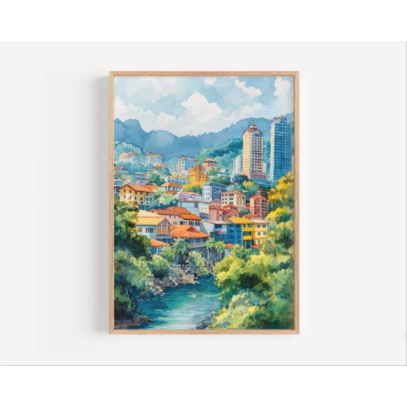 Cebu City Travel Philippines Tropical Vibrant Central Skyline Panorama Portrait Decor