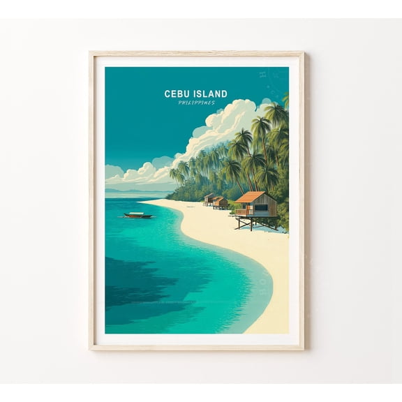 Cebu Island Philippines Tropical Beach Coastal Nature Art Print, Unframed Canvas 8x10in