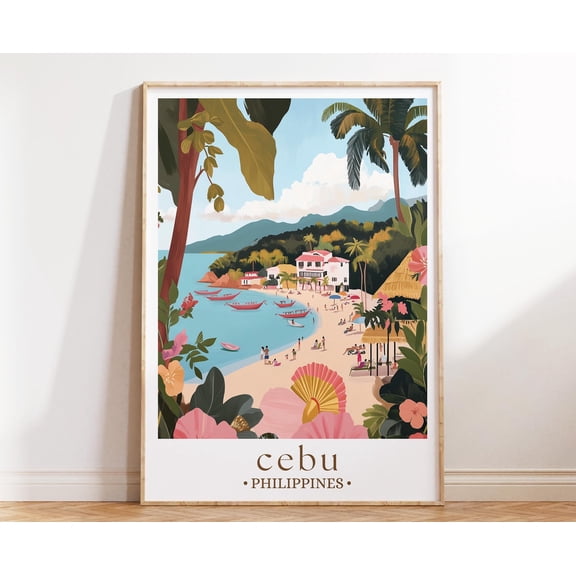 Cebu Philippines Travel Poster Tropical Island Wall Artcoastal Asia Decor , Poster Only