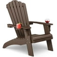 thumbnail image 1 of Cecarol Oversized Adirondack Chair Plastic, Outdoor Fire Pit Chair with Cup Holder, Adirondack Patio Chair Weather Resistant for Outside, Porch, Lawn, Garden- AC01, Coffee(Wood Grain), 1 of 8