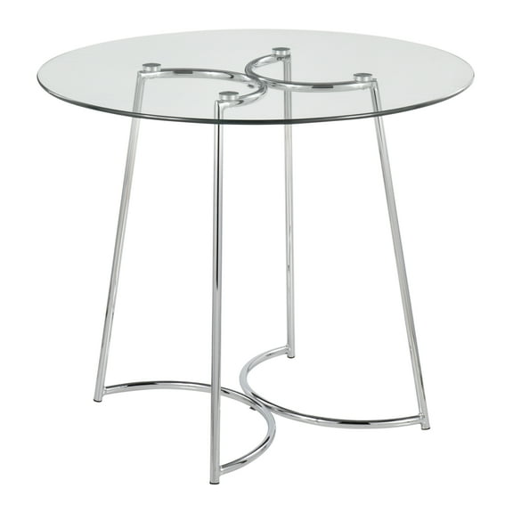 Cece Contemporary Dinette Table in Chrome with Clear Glass Top by LumiSource