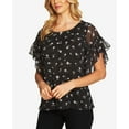 thumbnail image 1 of Cece Flutter Sleeve Printed Blouse Rich Black XL, 1 of 1