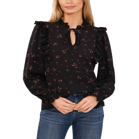 Cece Long Sleeve Ruffle Blouse,Womens