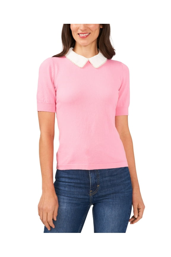 Petite Embellished Collar Sweater Cupid Pink P2XS