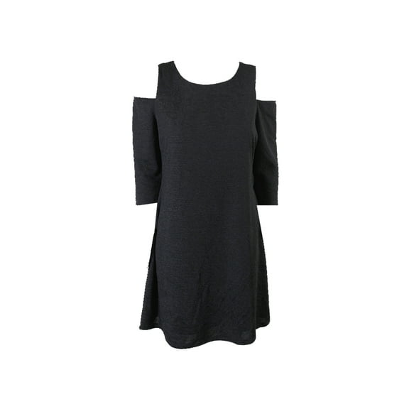 Cece Womens Black Cold-Shoulder Textured A-Line Dress XS