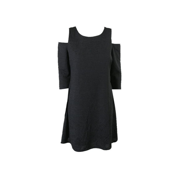 Cece Womens Black Cold-Shoulder Textured A-Line Dress XS