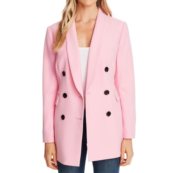 Cece Womens Jacket Double Breasted Blazer Shawl-Lapel   Pink 4