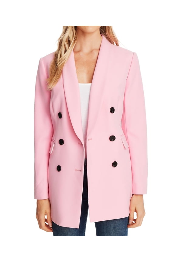Womens Jacket Double Breasted Blazer Shawl-Lapel   Pink 4