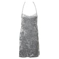 thumbnail image 1 of Cece Womens Silver Spaghetti Strap Velour Halter Shift Dress 14, 1 of 1