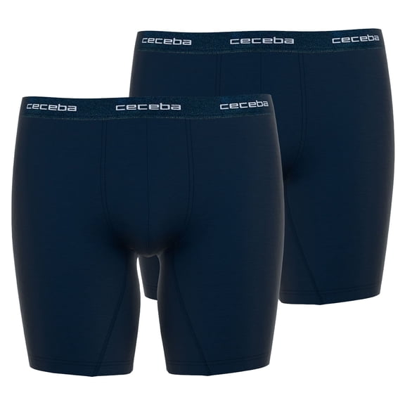 Ceceba Men's Shorts, Pack Of 2 - Boxer, Basic, Cotton, M-7Xl, Plain Dark Blue
 L (Large)