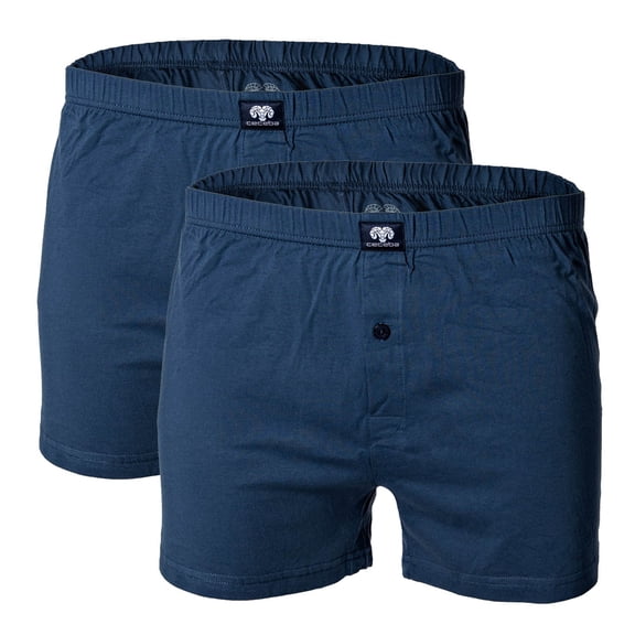 Ceceba Men's Shorts, Pack Of 2 - Boxer, Basic, Cotton, M-8Xl, Plain Blue M (Medium)