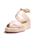 thumbnail image 1 of Cecelia New York BALEVES Taupe Chain Ankle Strap Leather Wedge Platform Sandals, 1 of 6