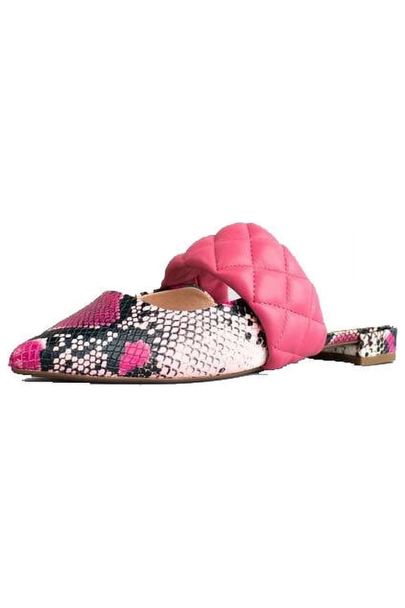 COBBLER Pointed Toe Slip On Slide Sandals Flat Mules PINK SNAKE
